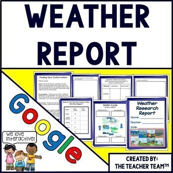 Preview of Weather Report | Weather Research Project | Google Classroom | Google Slides