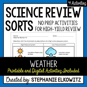 Preview of Weather Review Sort | Printable, Digital & Easel