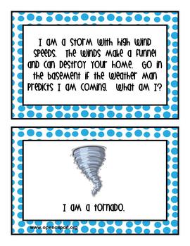 Weather Riddles Card Set by Clip Art by Carrie Teaching First | TpT