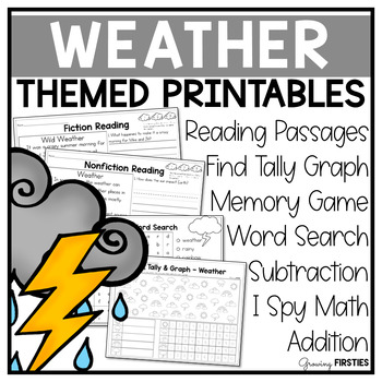 Preview of Weather SPRING March Printables Math ELA for 1st Grade