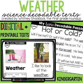 Preview of Weather Science Nonfiction Decodable Texts and Readers for Kindergarten