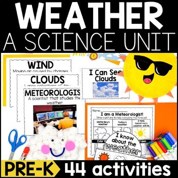 Preview of Weather Science Unit for Pre-K | Pre-k Weather Activities and Weather Lessons