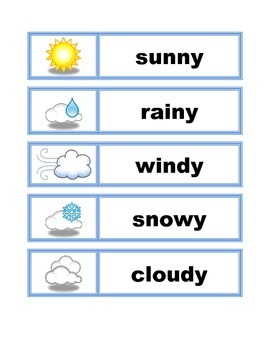 Word Wall Vocabulary Cards: Weather & Seasons by England Designs