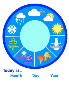 Preview of VIPKid Level 2, 3, & 4 Weather Season Wheel Today's Date Chart preschool ESL