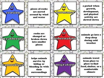 Weather: Seasonal Changes Matching Game Sort - Erosion, Weathering ...