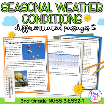 Preview of Weather Seasons NGSS 3-ESS2-1 Science Differentiated Passages