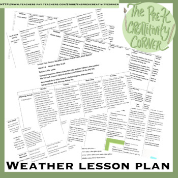 Preview of Weather/Seasons/Planet Earth Lesson Plan 