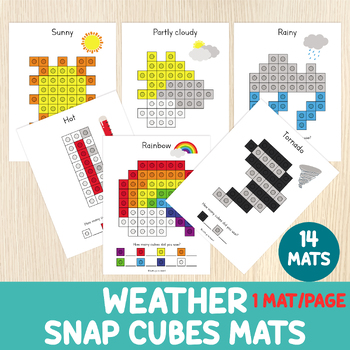Preview of Weather Snap Cubes Mats, Connecting Cubes, Fine Motor Skills, Counting, Numbers