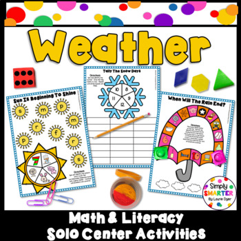 Preview of Weather Solo Math & ELA Socially Distanced Kindergarten Centers