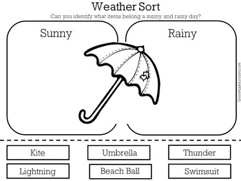 weather preschool kindergarten 1st grade worksheet activity sort