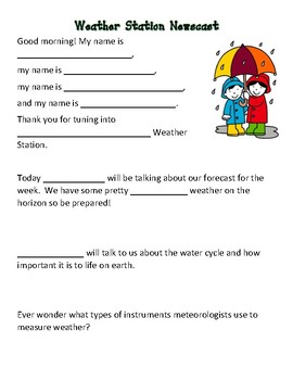 Preview of Weather Station Newscast Script