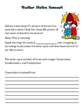 Weather Station Newscast Script by Rocking in 2nd Grade | TpT