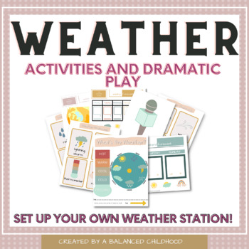 Preview of Weather Station Pretend Play/Dramatic Play, Flash Cards & Activities
