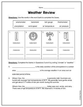 weather study guide and review worksheet sol 4 4 4 6 by alyssa teaches