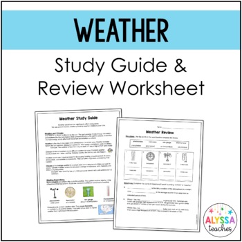 Preview of Weather Study Guide and Review Worksheet (SOL 4.4)