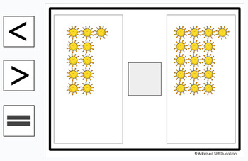 Preview of Weather- Sun- Greater Than/ Less Than/ Equal- (11-20)- Task Cards