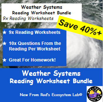 Preview of Weather Systems Lesson Reading Worksheet Bundle **Editable**