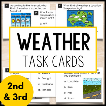 Preview of Weather Task Cards | 2nd Grade 3rd Grade Science Activity Worksheet Alternative