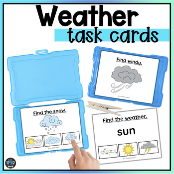 Preview of Weather Calendar Skills Morning Meeting Task Cards for Special Education