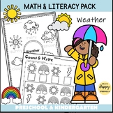 Weather Theme Kindergarten Math and Literacy Worksheets