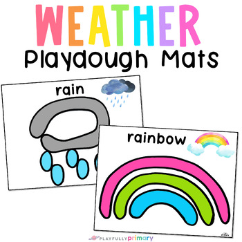 Preview of Weather Activities for PreK + Preschool, Fine Motor Weather Theme Playdough Mats