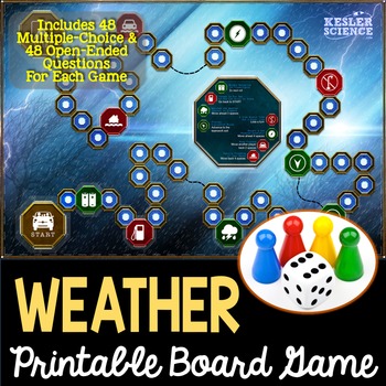 Preview of Weather Themed Board Game - Pre-Written & Editable Cards