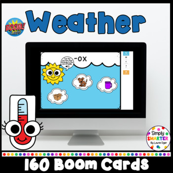 Preview of Weather Themed Math And Literacy Boom Card™ Decks