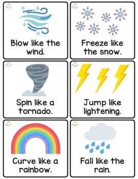Preview of Weather Themed Printable Movement Dice Cards