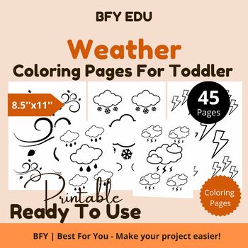 Preview of Weather* Toddler Coloring Book 8.5x11 45 pages