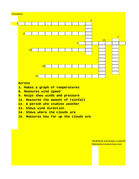 Preview of Weather Tools Crossword