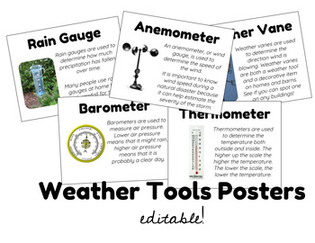 Preview of Weather Tools Posters (Meteorology Unit) - EDITABLE!!
