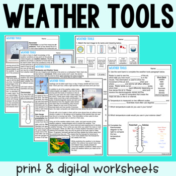 Preview of Weather Tools - Reading Comprehension Worksheets