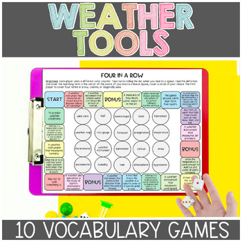 Preview of Weather Tools Science Vocabulary Games Centers