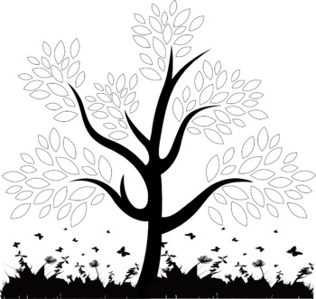 february calendar clipart black and white tree