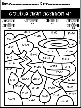 Weather-two Digit Addition And Subtraction No Regrouping Color By Code