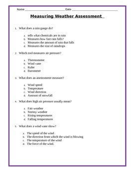 Weather Unit Assessments 4th Grade Science By Cammie S Corner