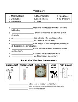 Weather UNIT Assessments - 4th Grade Science by Cammie's Corner