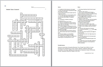 Preview of Weather and Climate Unit Crossword Puzzle