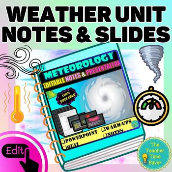 Preview of Weather & Climate Unit Editable Notes & Slides Bundle- Earth Science Notebook