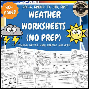 Preview of Weather Unit Worksheets Weather Packet PreK Kindergarten First Grade TK UTK