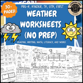 Weather Unit Worksheets Weather Packet PreK Kindergarten F