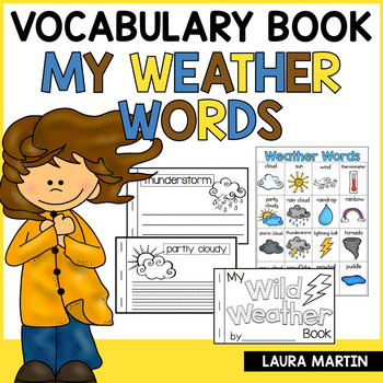 Preview of Weather Vocabulary Book - Weather Activities - Types of Weather - Weather Words