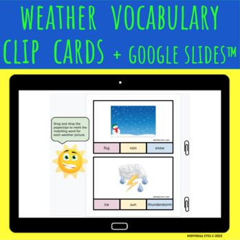 Preview of Weather Vocabulary Clip Cards Digital Version + Google Slides™ 