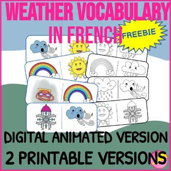 Preview of Weather Vocabulary Domino Game | Jeu de domino vocabulaire de la météo FREEBIE