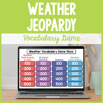 Preview of Weather Vocabulary Jeopardy - Science Game Show PowerPoint