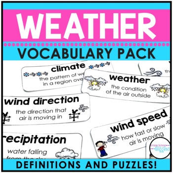 Preview of Weather And Climate 2nd, 3rd, & 4th Grade Vocabulary Words - Cards With Pictures