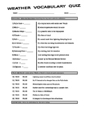 Science Vocabulary : Weather (Quiz & Study Guide / Sub / E