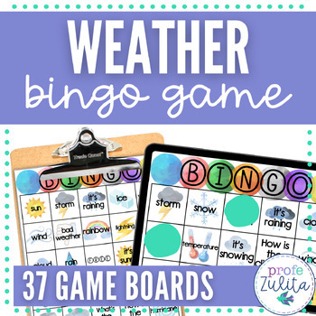 Preview of Weather Vocabulary Review BINGO Game | Digital & PDF ESL / Newcomer