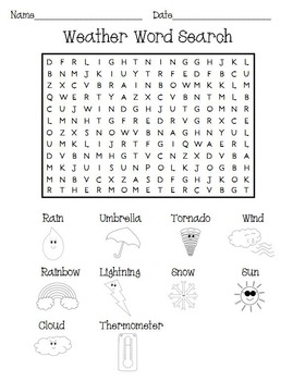 Preview of Weather Vocabulary Word Search Seek & Find Puzzle