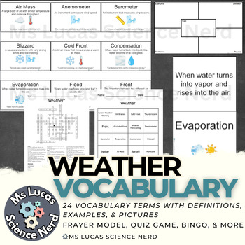 Preview of Weather Vocabulary Word Wall & Activities